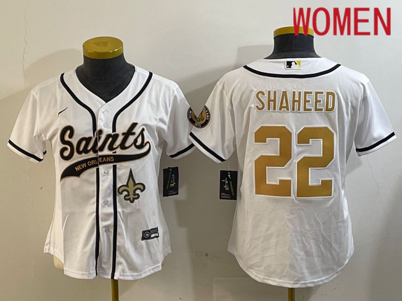 Women New Orleans Saints 22 Shaheed White Joint Name 2024 Nike Limited NFL Jersey style 3